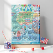 Pool Party 4th of July Bingo  game card Feestdagenkaart