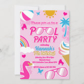 Pool Party 7e Verjaardag Meisje Malibu Doll zomer Kaart (Voorkant)