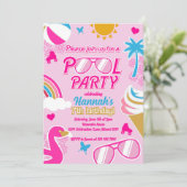 Pool Party 7e Verjaardag Meisje Malibu Doll zomer Kaart (Staand voorkant)