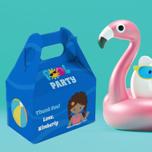 Pool Party African American Birthday Girl Custom Bedankdoosjes