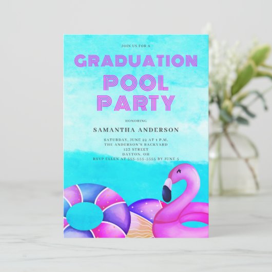 Pool Party Afstuderen Kaart (Staand voorkant)