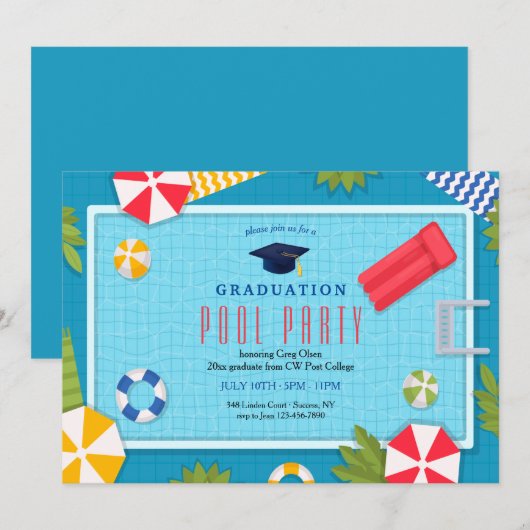 Pool Party Afstuderen Kaart (Voorkant / Achterkant)
