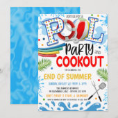 Pool Party and Cookout Invitation Kaart (Voorkant / Achterkant)