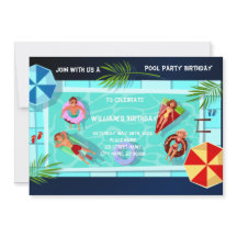 Pool Party any Age Birthday Invitation