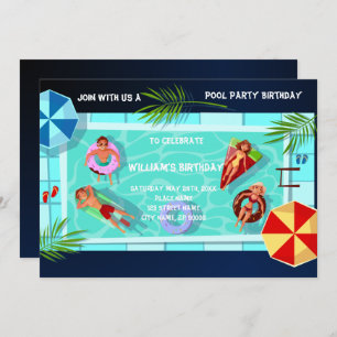 Pool Party any Age Birthday Invitation Kaart