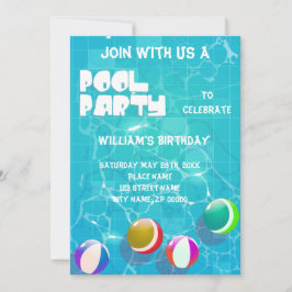 Pool Party any Age Birthday Invitation Kaart