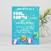 Pool Party any Age Birthday Invitation Kaart (Staand voorkant)