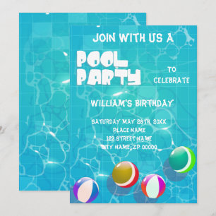Pool Party any Age Birthday Invitation Kaart