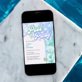 Pool Party any Age Pastel Tie Dye Birthday Kaart