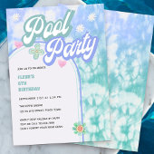 Pool Party any Age Pastel Tie Dye Birthday Kaart