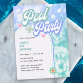 Pool Party any Age Pastel Tie Dye Birthday Kaart