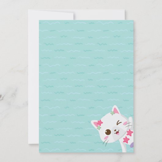 Pool party at Birthday Kat purrmaid Kaart (Achterkant)