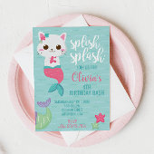 Pool party at Birthday Kat purrmaid Kaart