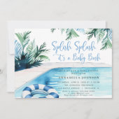 Pool party baby shower blauw Het is een Jongen Kaart (Voorkant)