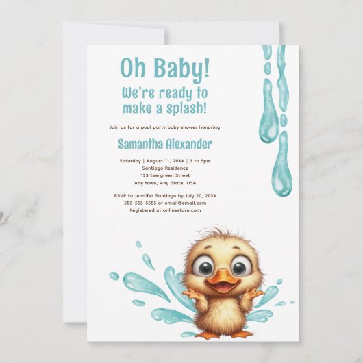 Pool Party baby shower Kaart (Voorkant)