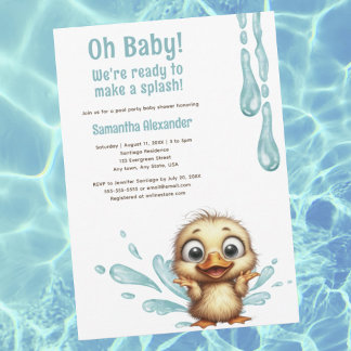 Pool Party baby shower Kaart