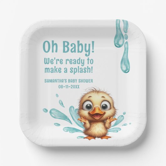 Pool Party baby shower Papieren Bordje (Voorkant)