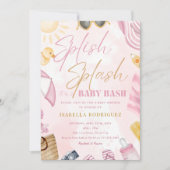Pool Party Baby Shower Pink Splish Splash Bash Kaart (Voorkant)