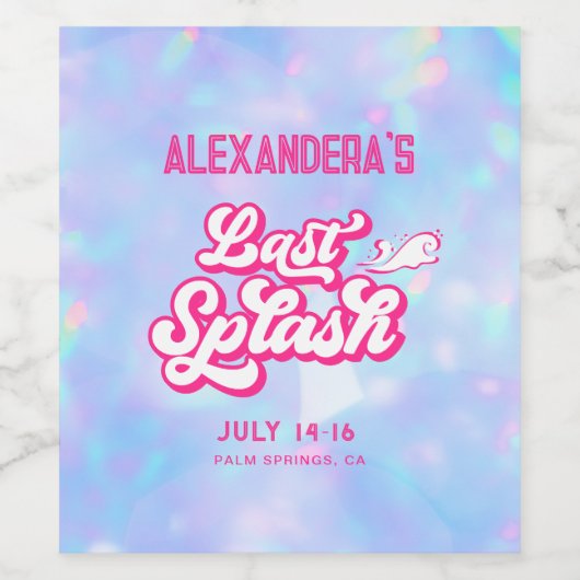 Pool Party Bachelorette Wijn Etiket (Enkel label)