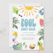 Pool Party Bash Birthday Invitation Kaart (Voorkant)