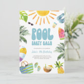 Pool Party Bash Birthday Invitation Kaart (Staand voorkant)