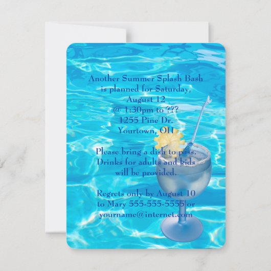 Pool Party Bash Kaart (Achterkant)