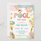 Pool Party Bash Verjaardagsfeestje Kaart (Voorkant)