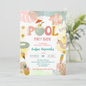 Pool Party Bash Verjaardagsfeestje Kaart (Staand voorkant)