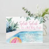 Pool Party Bash Zomer meisjes roze verjaardagsfees Kaart (Staand voorkant)