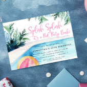 Pool Party Bash Zomer meisjes roze verjaardagsfees Kaart