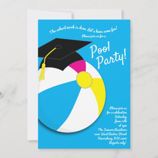 Pool Party Beach Ball Graduparty Kaart (Voorkant)