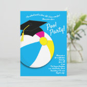 Pool Party Beach Ball Graduparty Kaart (Staand voorkant)