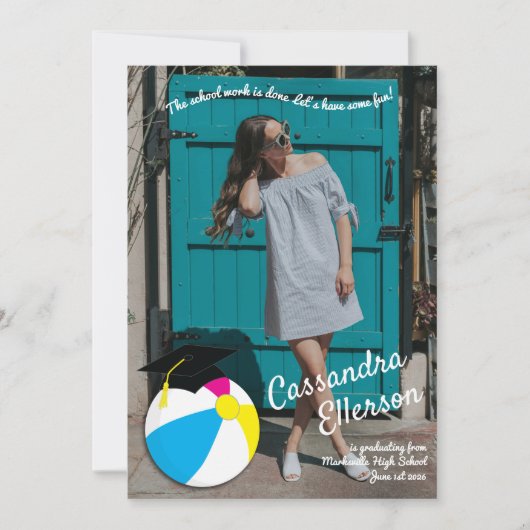 Pool Party Beach Ball Graduparty Kaart (Voorkant)