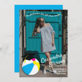 Pool Party Beach Ball Graduparty Kaart (Voorkant / Achterkant)