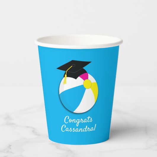 Pool Party Beach Ball Graduparty Papieren Bekers (Achterkant)