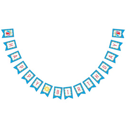 Pool Party Beach Ball Verjaardag Bunting Vlaggetjes (Alle)