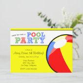 Pool Party Beach Ball Verjaardag Uitnodiging (Staand voorkant)