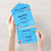 Pool party Beach Speys Editable All in One Invesit Uitnodiging (Afscheurbaar)
