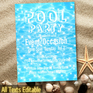 Pool Party Beach Summer Party waterrimpels Uitnodiging Briefkaart