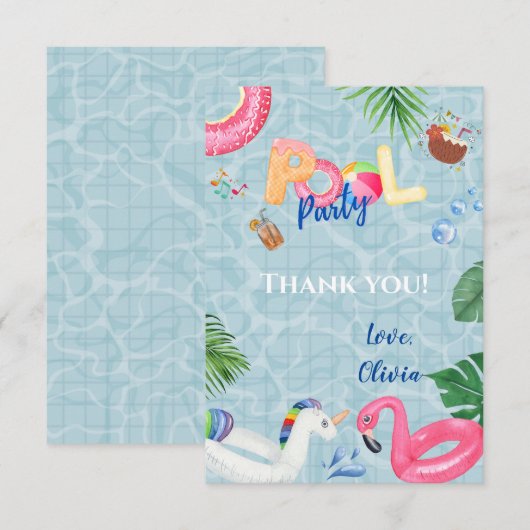 Pool Party Bedankkaart (Voorkant / Achterkant)