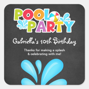 Pool Party Big Splash Dank je wel Vierkante Sticker