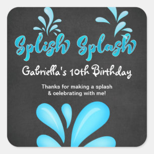 Pool Party Big Splash Dank je wel Vierkante Sticker