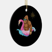 Pool Party Bigfoot Flamingo Sasquatch Pink Float Keramisch Ornament (Rechts)