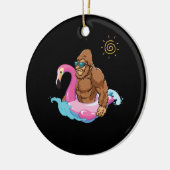 Pool Party Bigfoot Flamingo Sasquatch Pink Float Keramisch Ornament (Links)