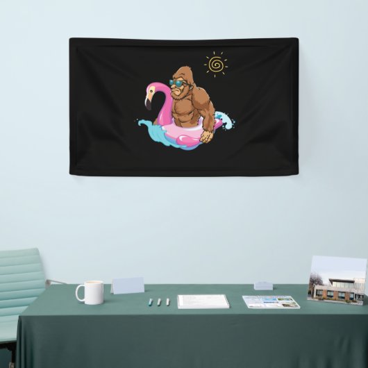 Pool Party Bigfoot Flamingo Sasquatch Pink Float Spandoek (Beurs)