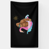 Pool Party Bigfoot Flamingo Sasquatch Pink Float Spandoek (Verticaal)