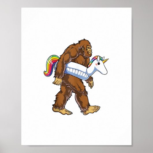 Pool Party Bigfoot Unicorn Float Funny Sasquatch R Poster (Voorkant)