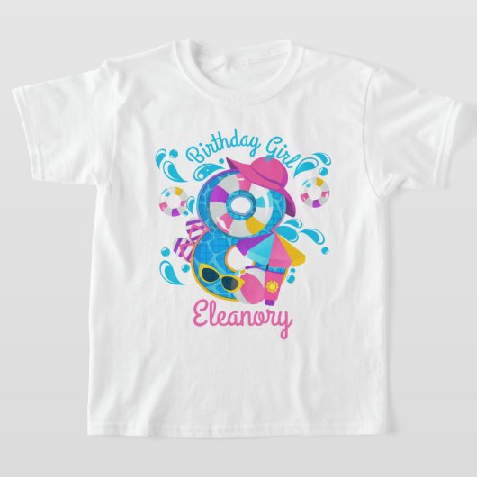Pool Party Birthday Acht Summer T-shirt (Laagn)