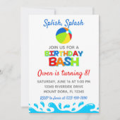 Pool Party Birthday Bash Invitation Kaart (Voorkant)