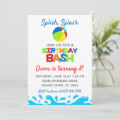 Pool Party Birthday Bash Invitation Kaart (Staand voorkant)